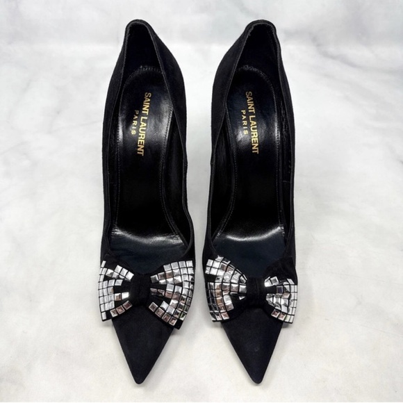 Saint Laurent Black Heels with Silver Accents - Picture 1 of 8